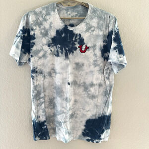 True Religion Buddha Logo Blue Tie Dye Short Sleeve Tee Men's Size 3 XL